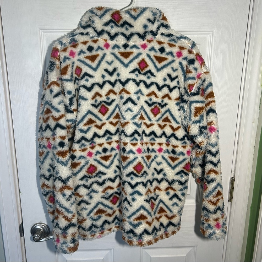 Eddie Bauer Fleece PulloverJacket Womens Large Aztec Southwestern Outerwear Boho - Picture 12 of 16